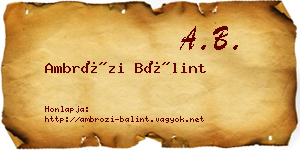 Ambrózi Bálint névjegykártya