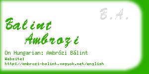 balint ambrozi business card